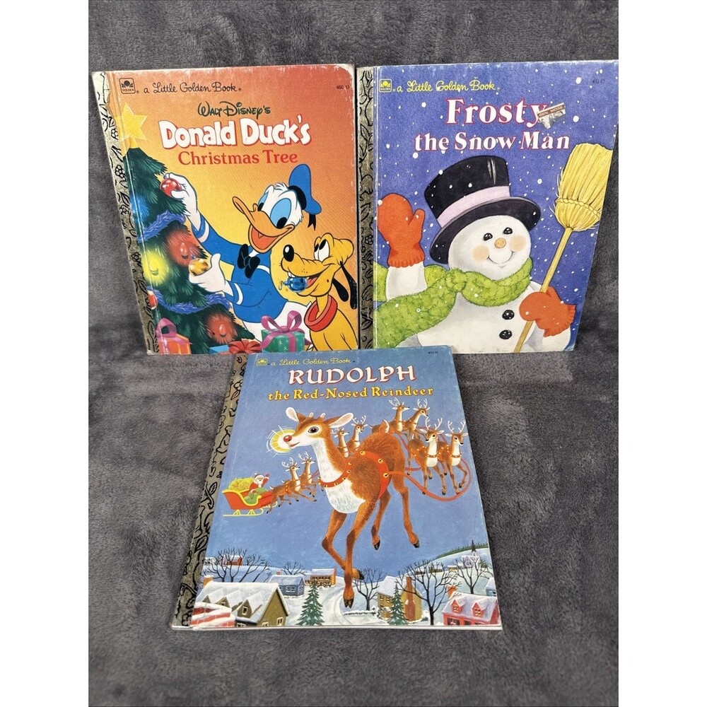 Lot Of 3 Vintage Little Golden Books Christmas Donald Duck Rudolph Frosty 1990s